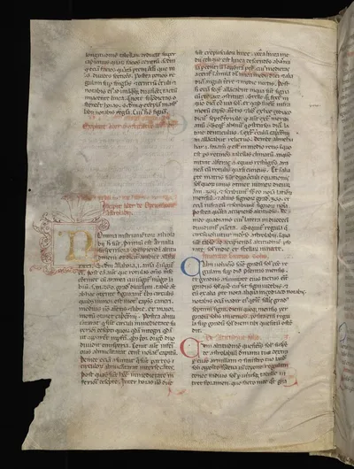 Illuminated page from Abu Ma'shar's Liber Astrologiae, 14th-century Latin manuscript